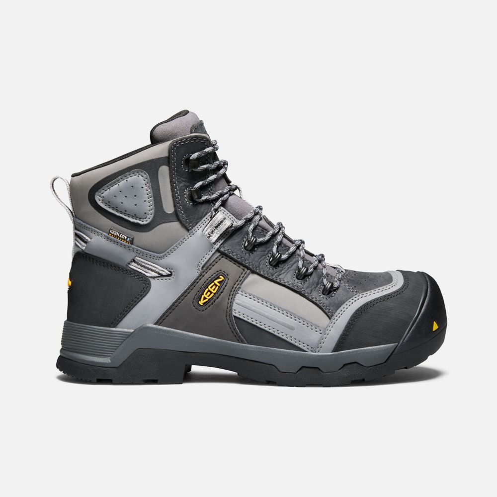 Keen Trekking Bot Erkek Koyu Gri - Davenport 6" Insulated Waterproof (Composite Toe) - Türkiye JGXY0